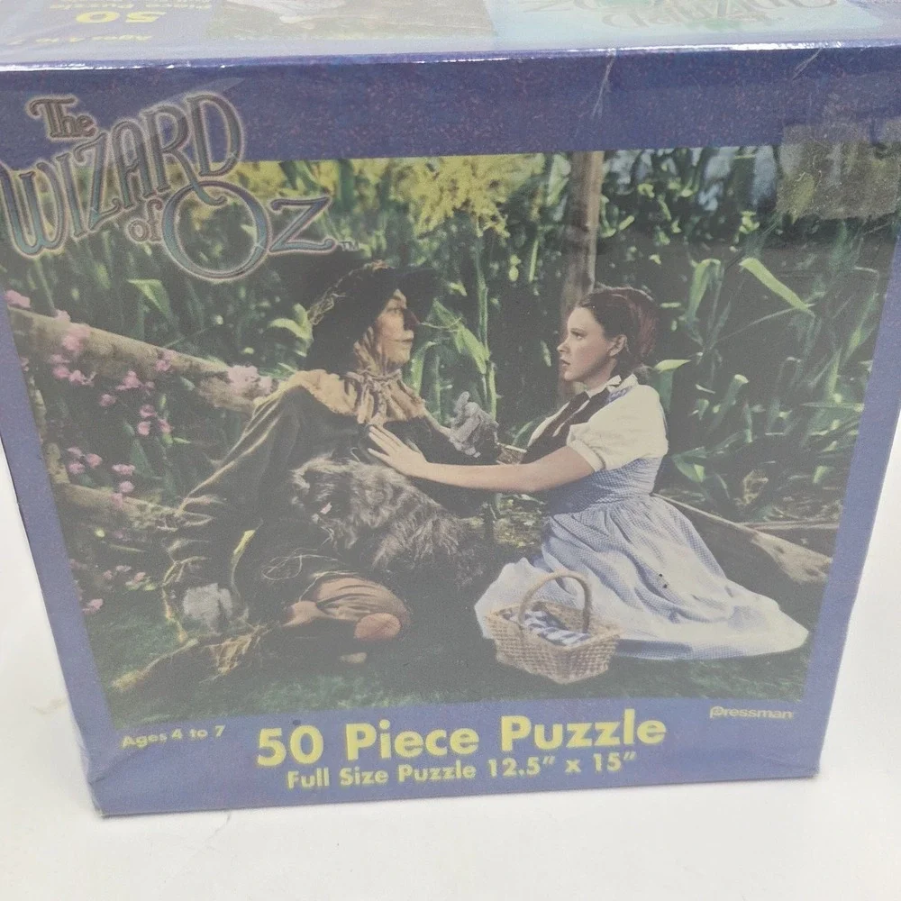 LOT 2 VTG Wizard of Oz 50 Piece Puzzles Pressman Sealed Munchkin‎ Scarecrow 2002
